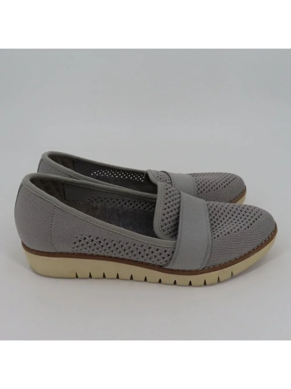 Dr Scholls 7 M Women Imagine Knit Grey Slip On Loafers Causal Comfort Shoes